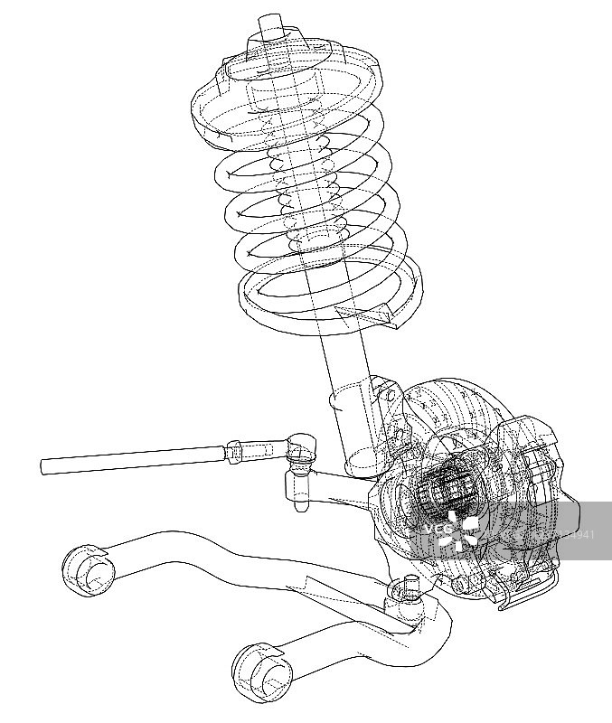 带减震器的汽车悬挂系统图片素材
