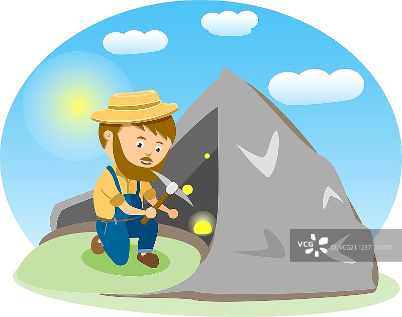 快乐的卡通淘金者图片素材