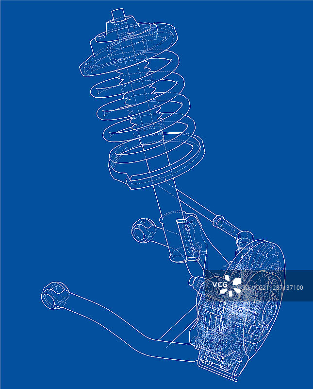 带减震器的汽车悬挂系统图片素材