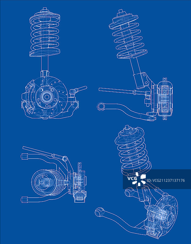 带减震器的汽车悬挂系统图片素材