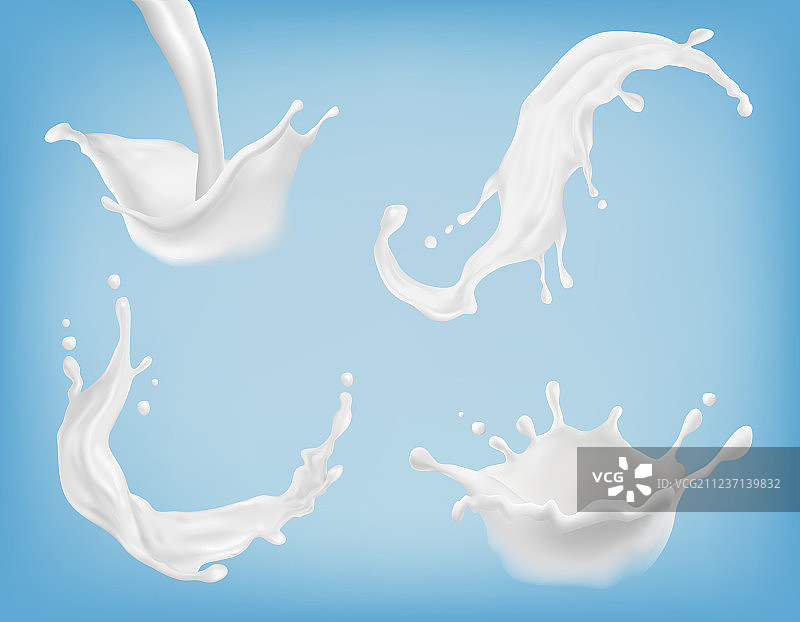 逼真牛奶或酸奶飞溅素材集图片素材