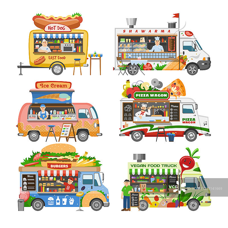 餐车街头小吃车图片素材