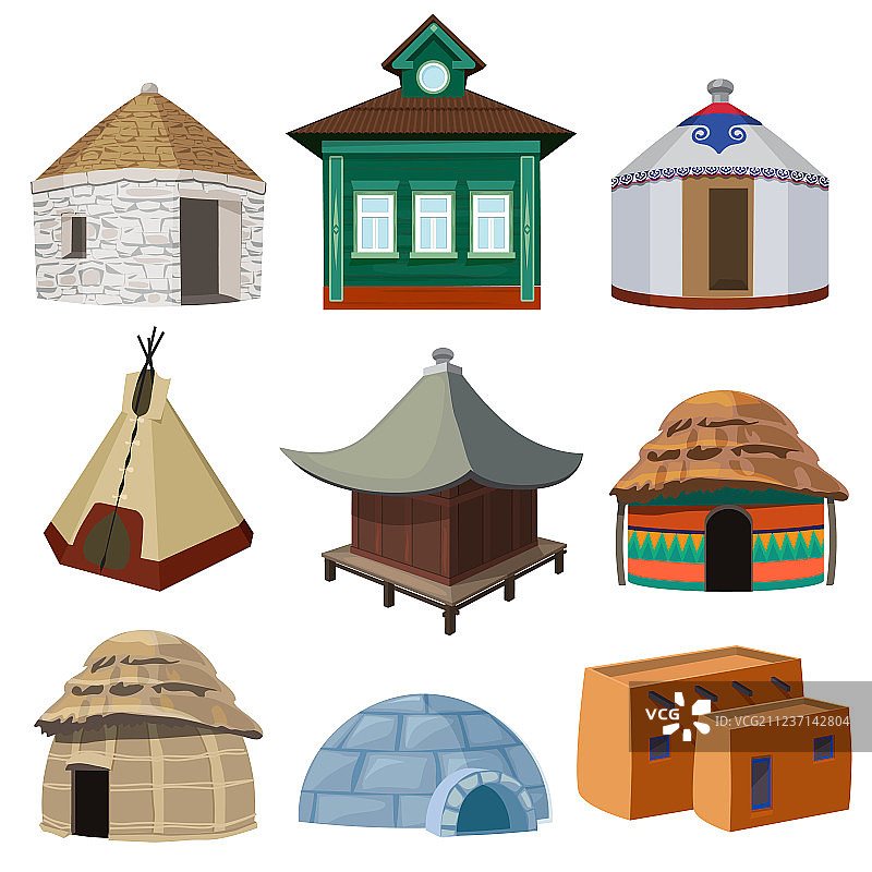 世界各地的传统建筑与小屋图片素材