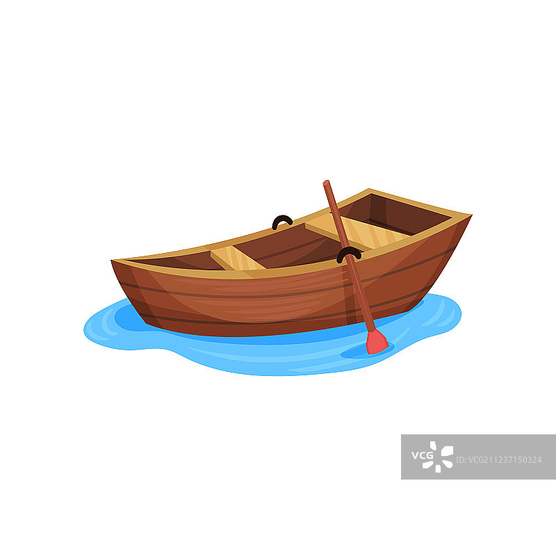 白色背景上的木制渔船图片素材