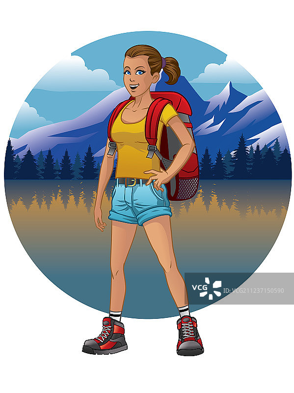 徒步女孩设计图片素材