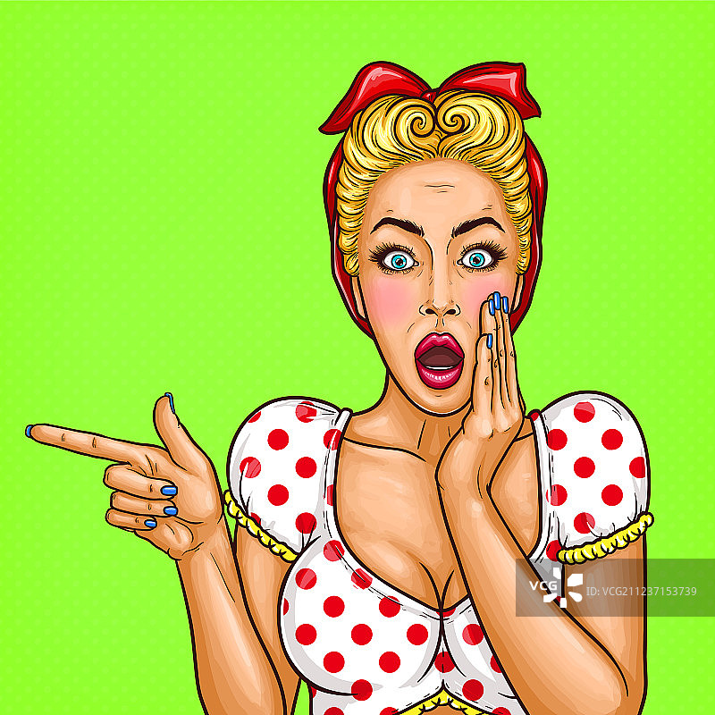 波普艺术：一位兴奋的金发女郎图片素材