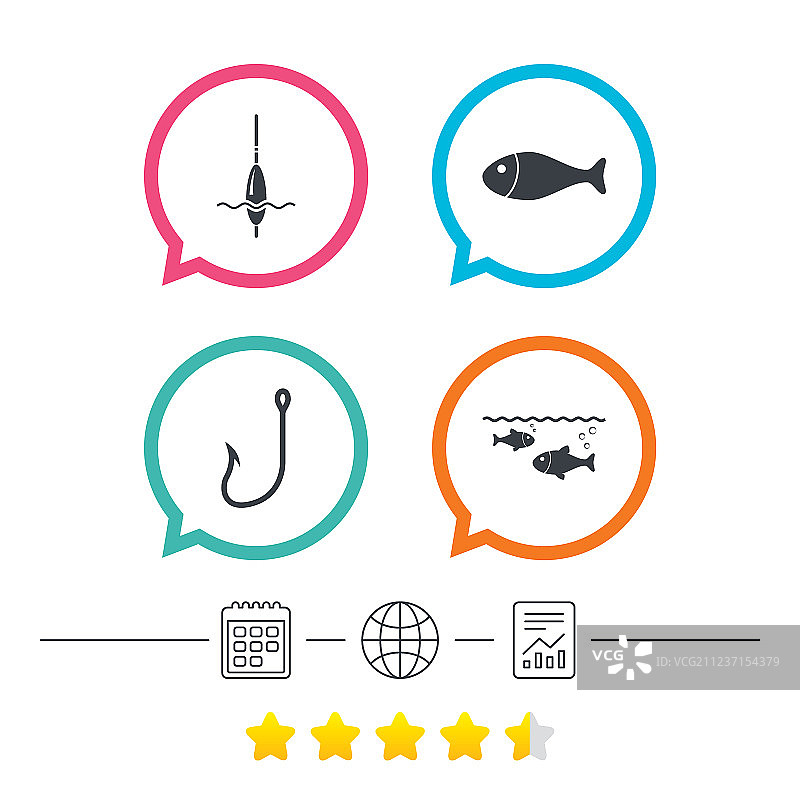渔具和渔夫鱼钩符号图片素材