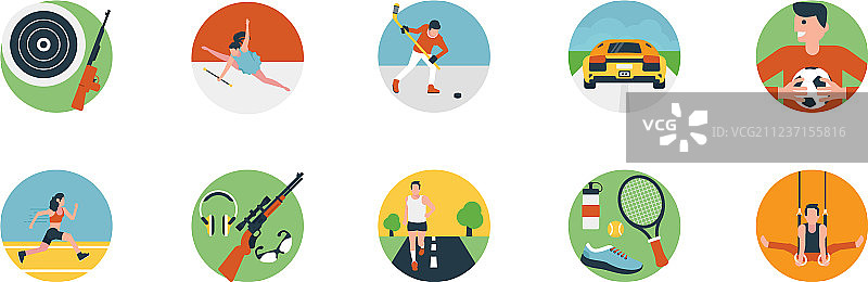 扁平风格运动图标合集图片素材