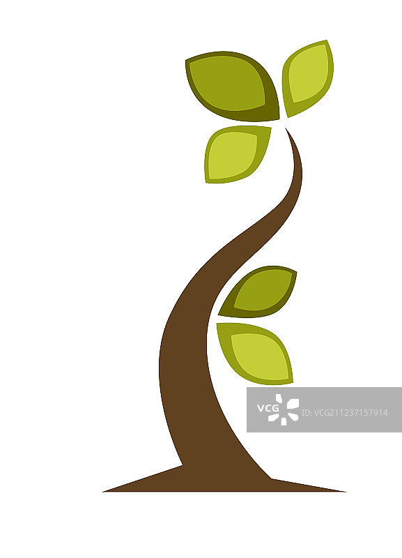 绿色树木和树叶图标或logo模板图片素材