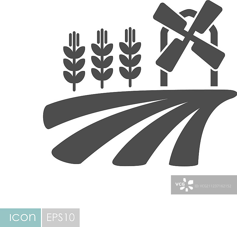 带有风车和麦穗图标的田野图片素材