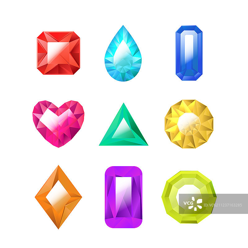 逼真3D彩色珠宝套装图片素材