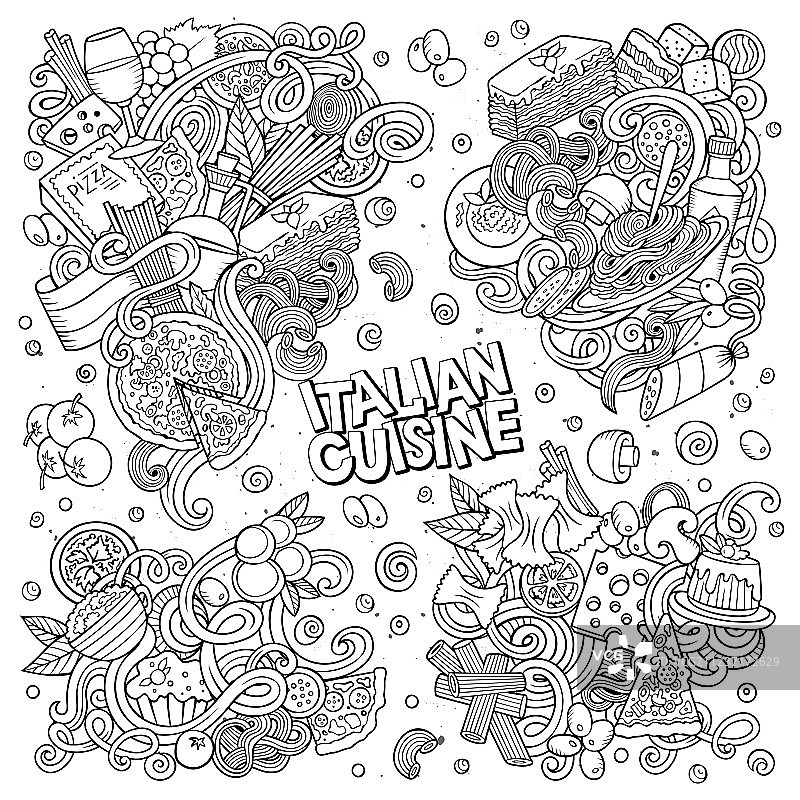 意大利美食卡通涂鸦图片素材