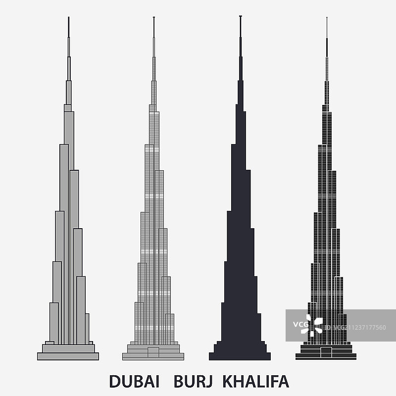 迪拜哈利法塔摩天大楼轮廓图片素材