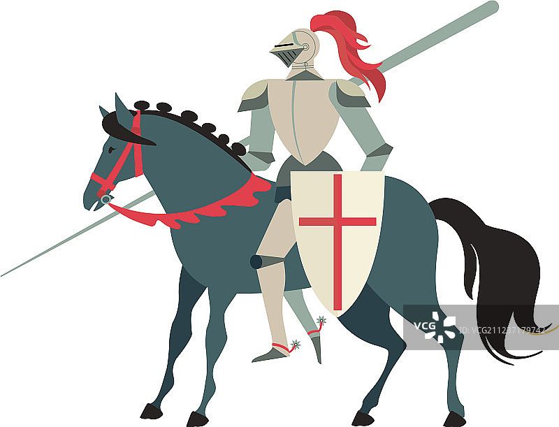 骑在马上的中世纪装甲骑士图片素材