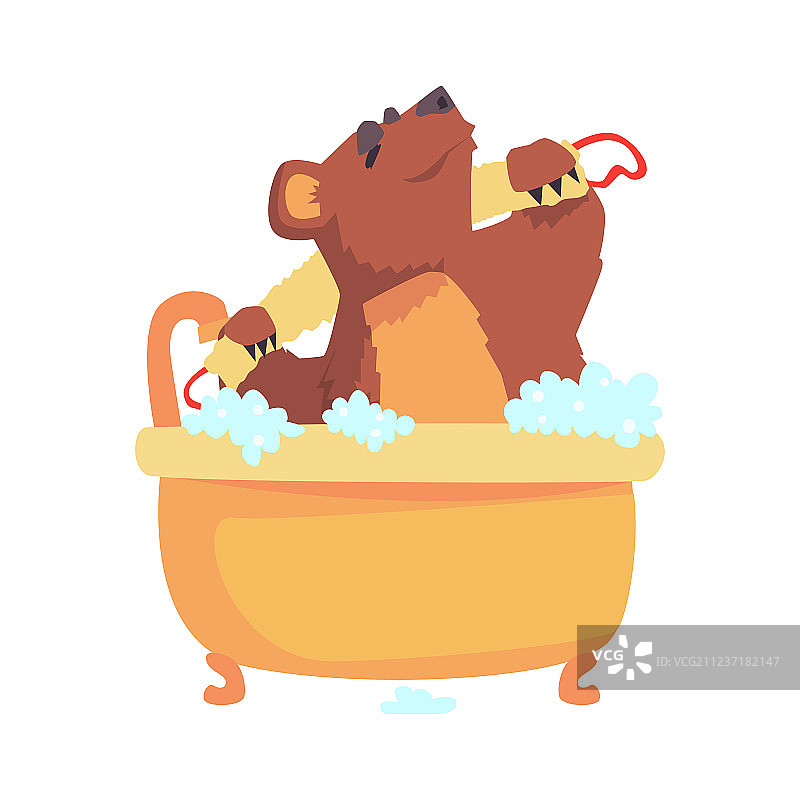 可爱的卡通熊洗澡图片素材