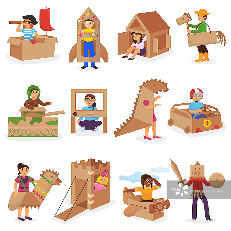 盒子里的儿童创意角色图片素材