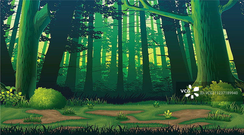 森林的水平无缝背景图片素材