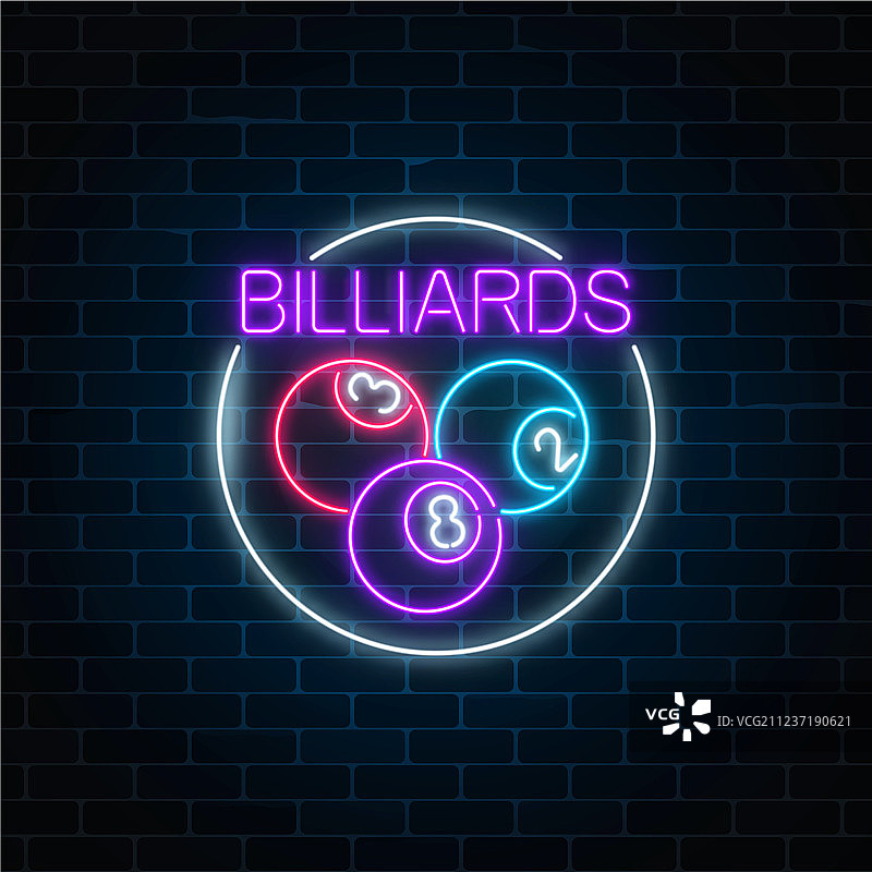霓虹风格的圆形台球图片素材