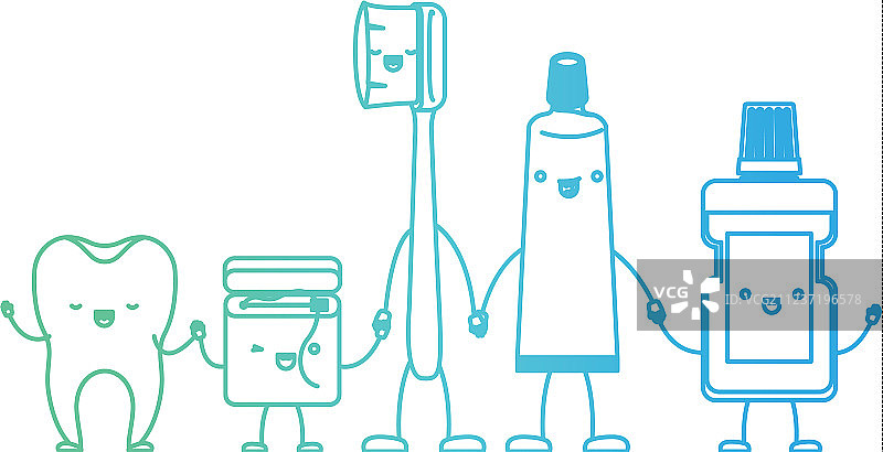 牙齿、牙线和牙刷图片素材