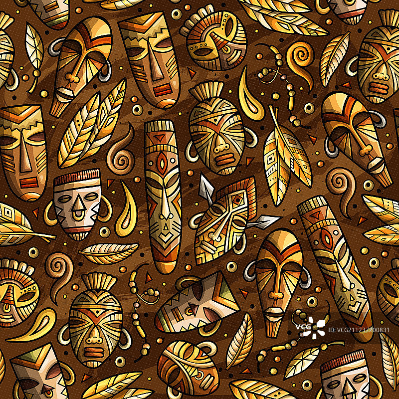 卡通可爱手绘非洲无缝图案图片素材
