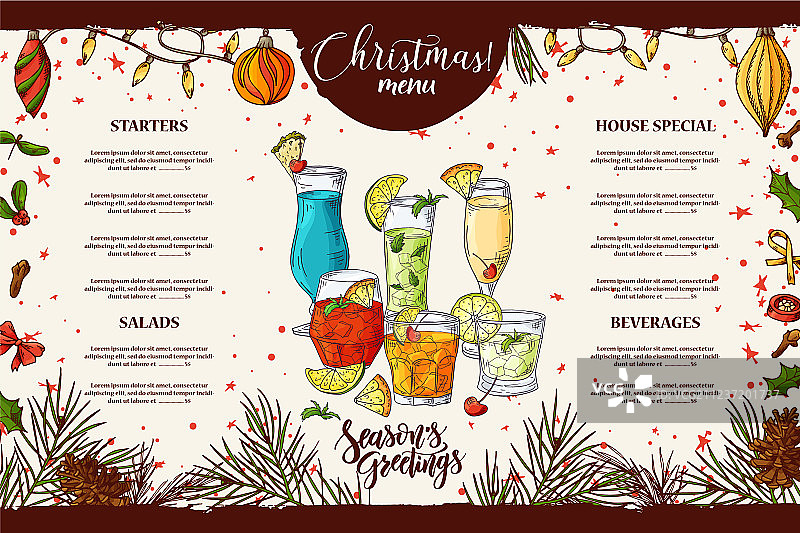 圣诞节餐厅宣传册模板图片素材