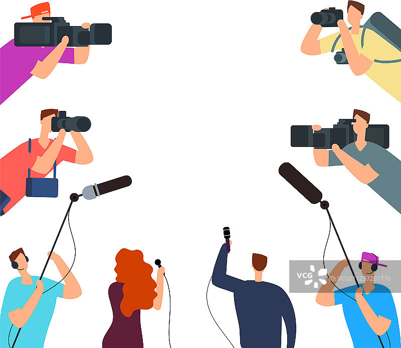 记者采访直播，配备摄像机图片素材