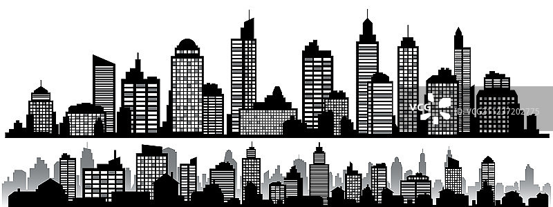 黑色横向夜景城市景观套装图片素材