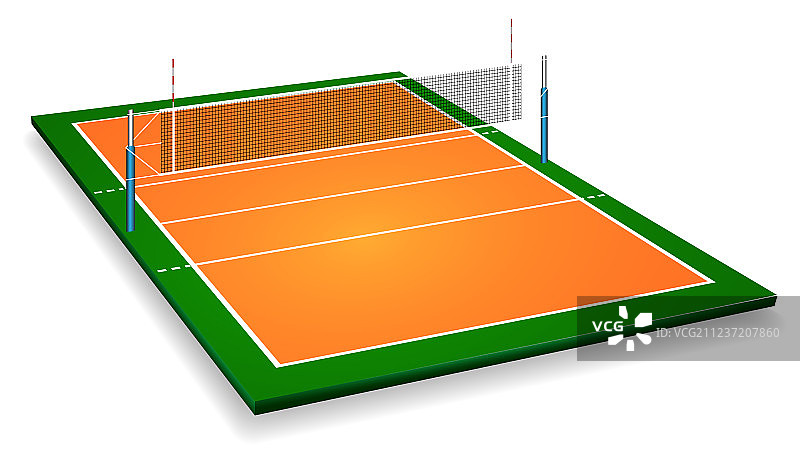 带有网的排球场透视图片素材