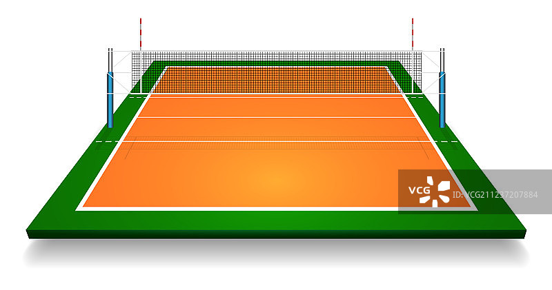 带有网的排球场透视图片素材