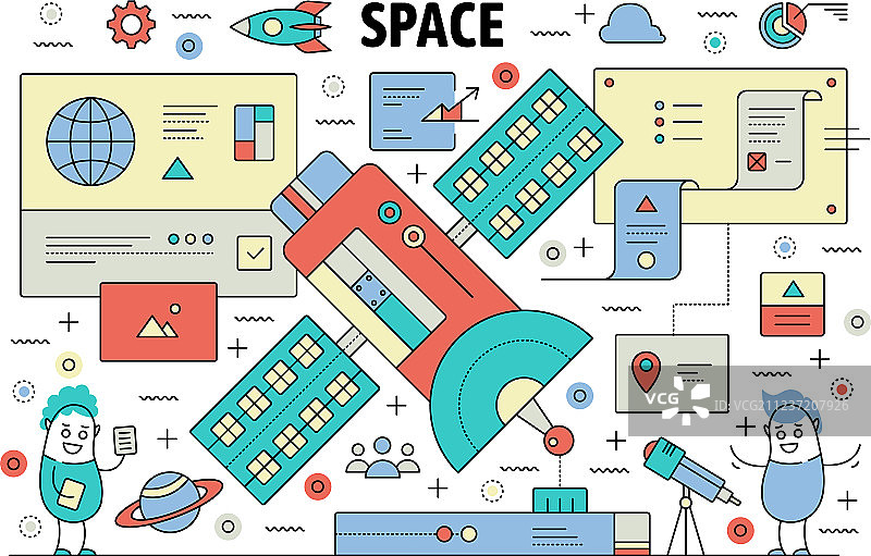 细线风格太空海报banner模板图片素材