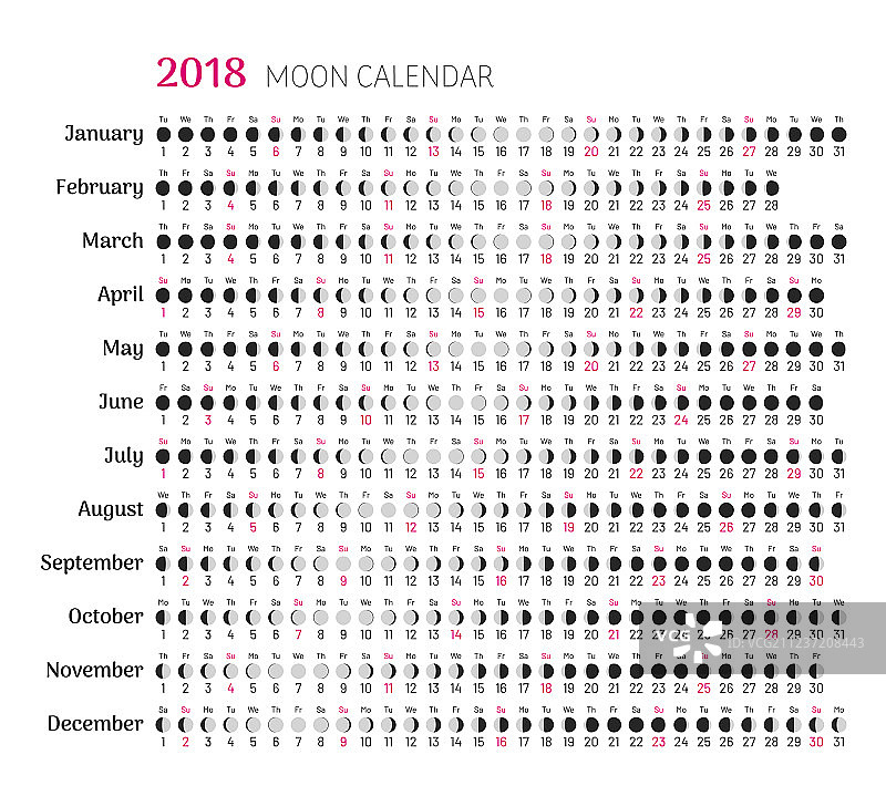 2018扁平风农历日历图片素材
