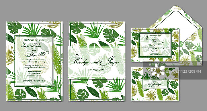婚礼请柬信封及回复卡图片素材