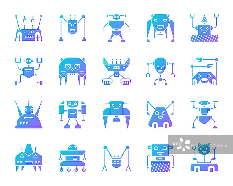 机器人渐变风格图标合集图片素材