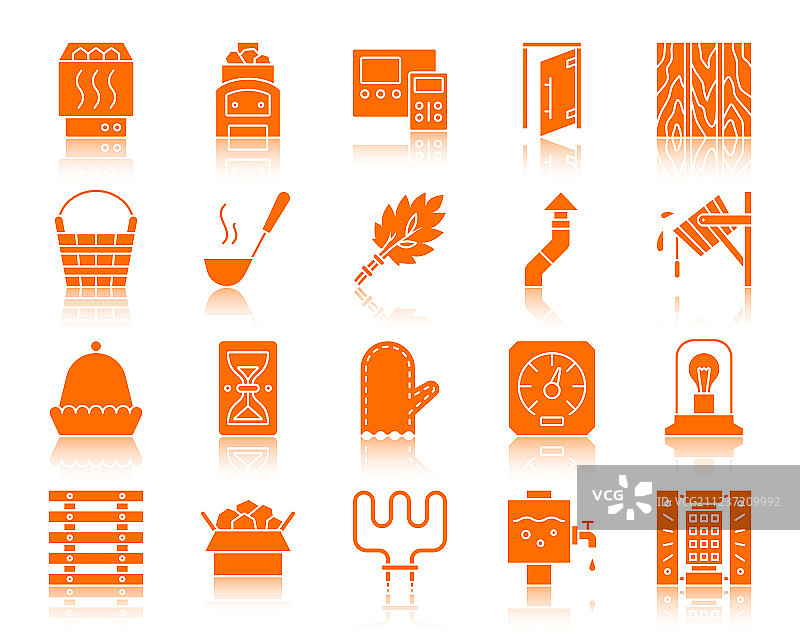 桑拿设备彩色剪影图标图片素材