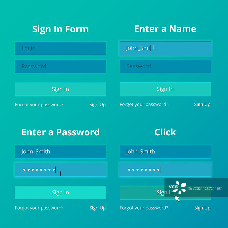 移动设备登录屏幕和注册表单模板图片素材