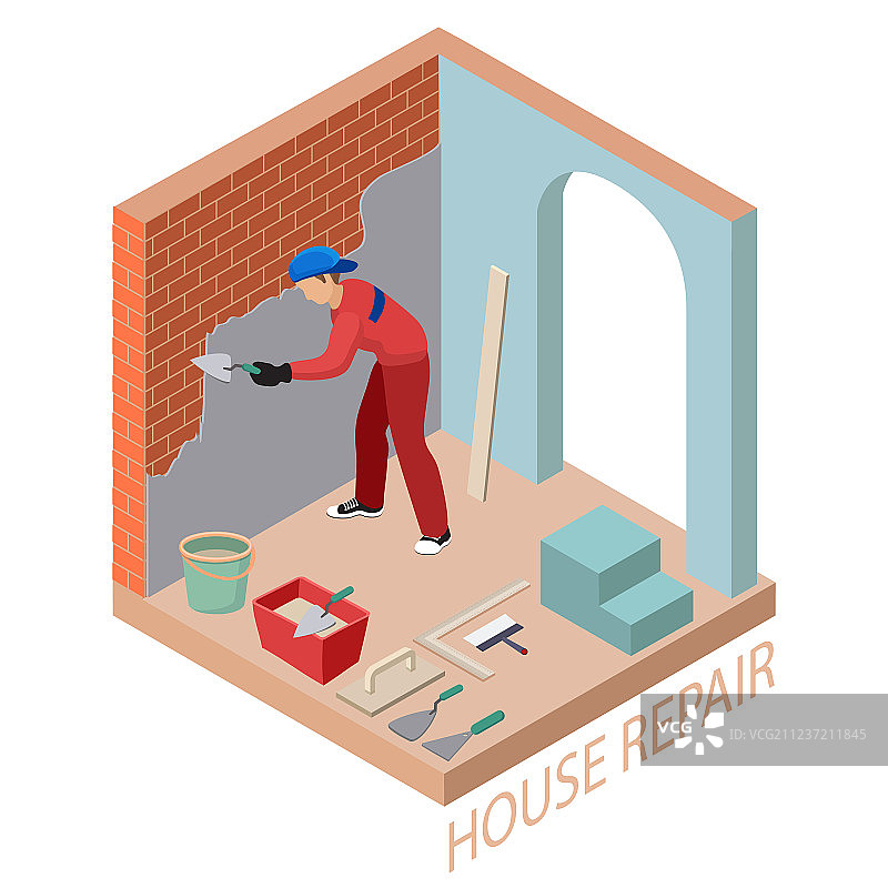 2.5D室内维修概念建筑图片素材