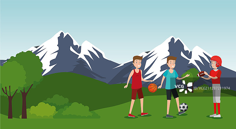 一群运动员在公园练习运动图片素材