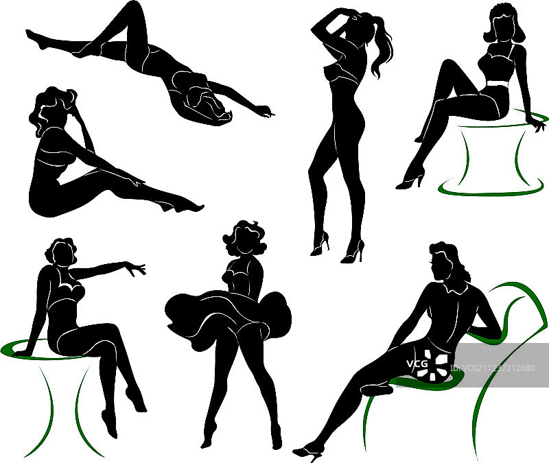 海报女郎剪影图片素材