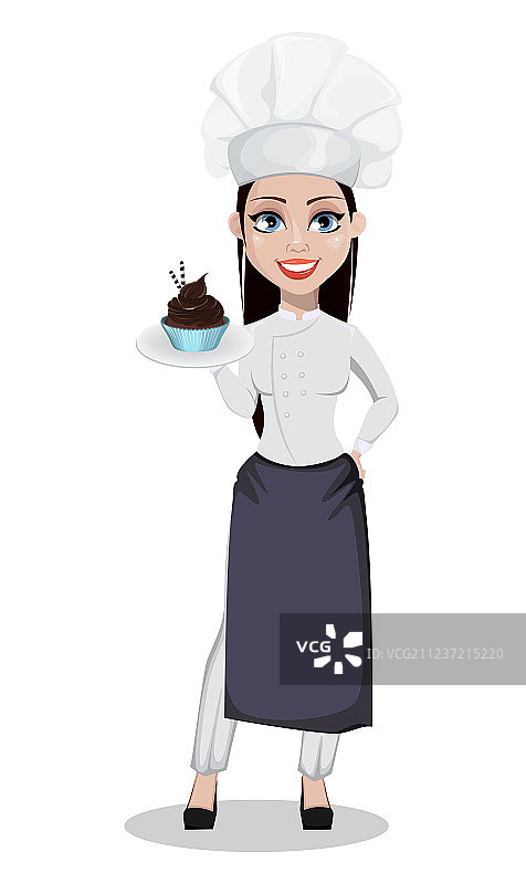 穿着专业制服的漂亮女面包师图片素材