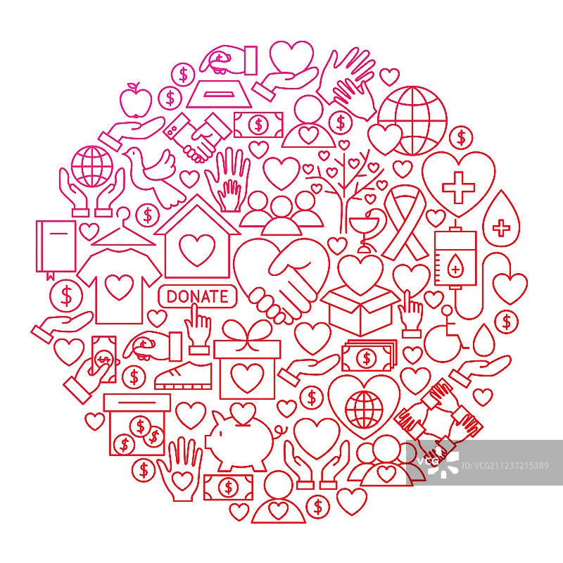 志愿者线性图标圆形设计图片素材