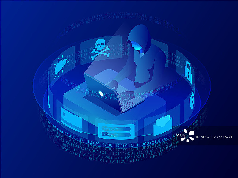 2.5D互联网黑客攻击图片素材