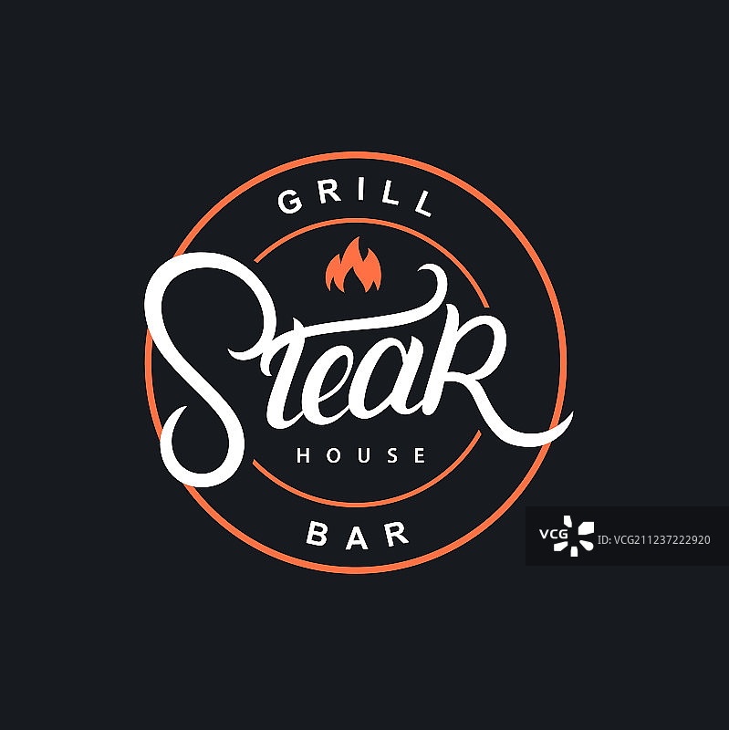 手绘字体牛排餐厅标志图片素材