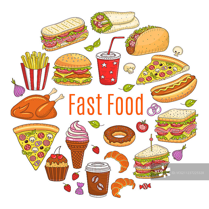 快餐圆形草图图片素材