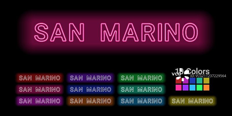 圣马力诺城市霓虹灯文字图片素材