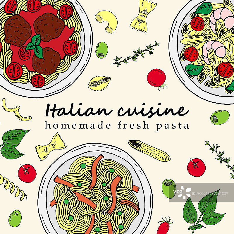 手绘意面图片素材