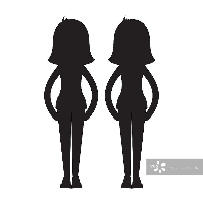 双胞胎剪影图片素材