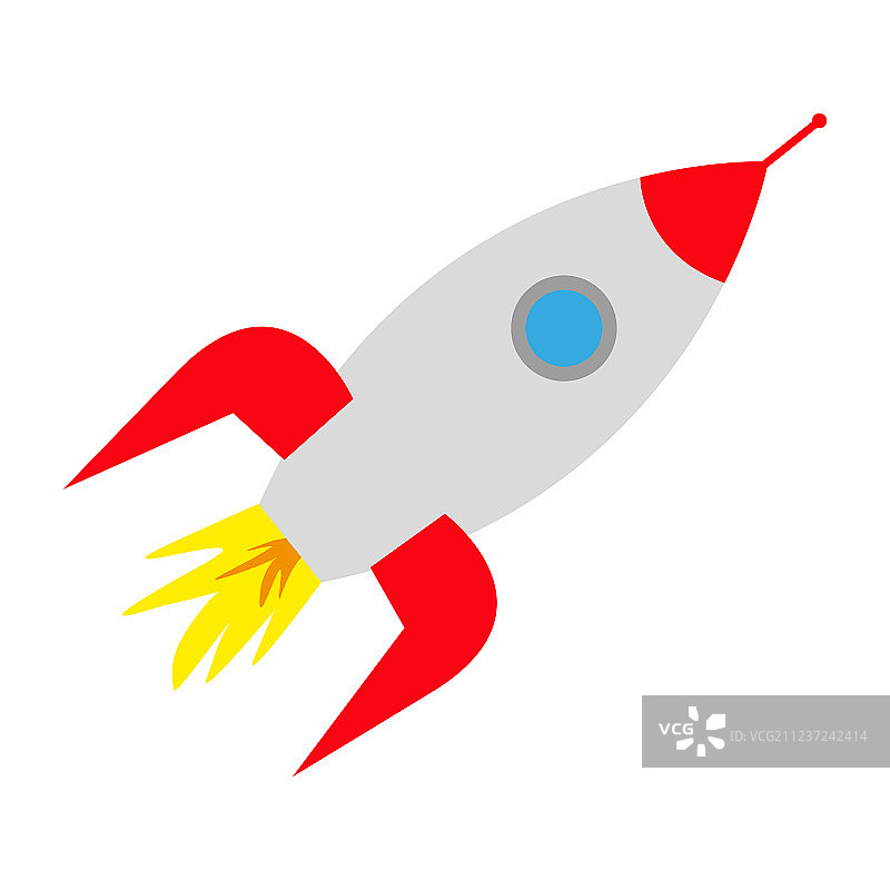 白色背景上的宇宙火箭图片素材