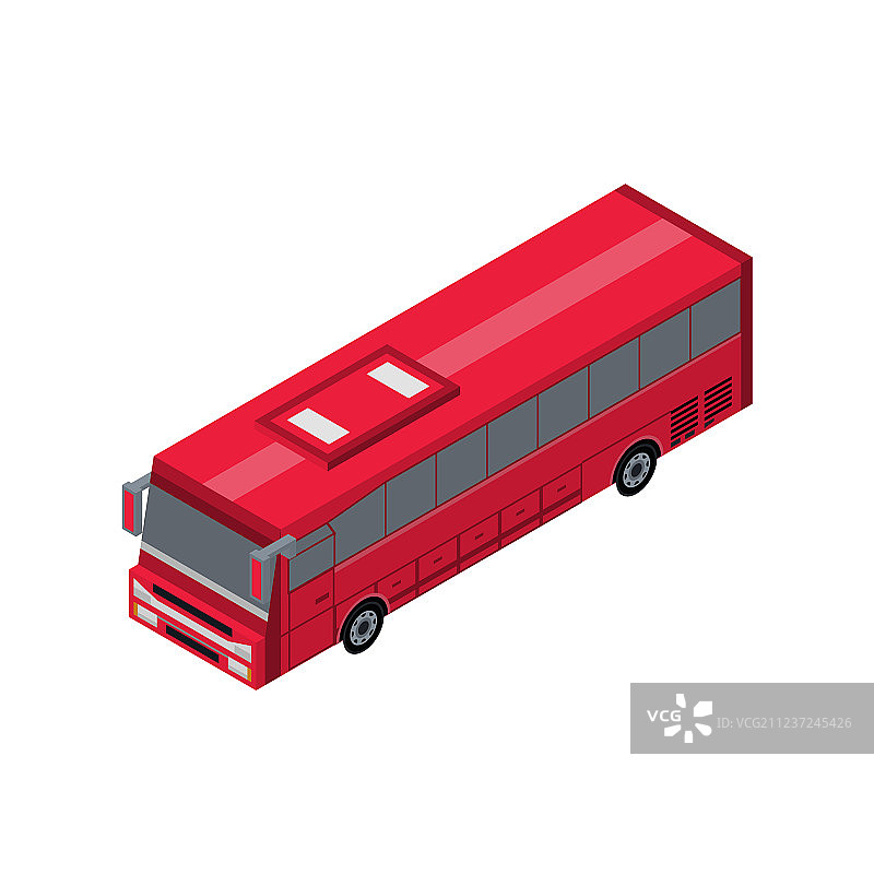 2.5D红色客车等距3D元素图片素材
