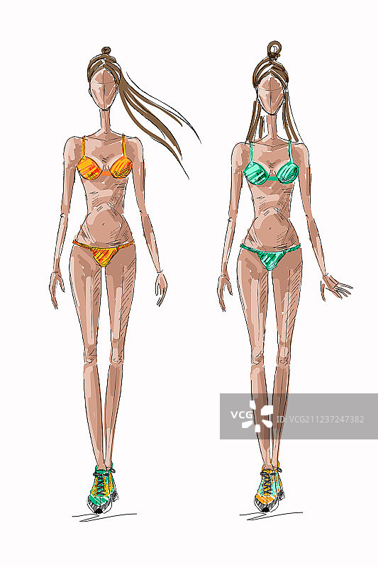 戴防毒面具的比基尼美女图片素材