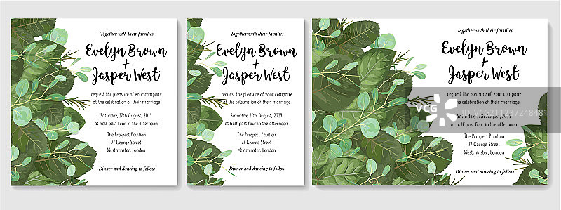 一套婚礼请柬贺卡图片素材